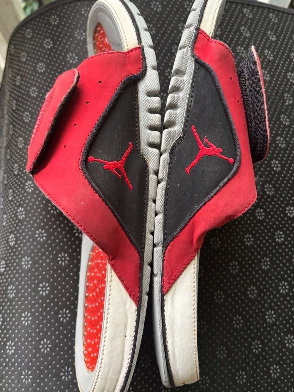 Jordan Red and White Massage Footbed Slide Sandals